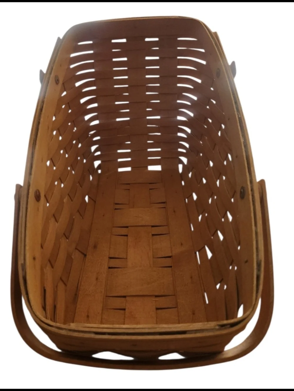 Vintage Longaberger Vegetable Basket Slanted Double Handle w/ Plastic and Fabric